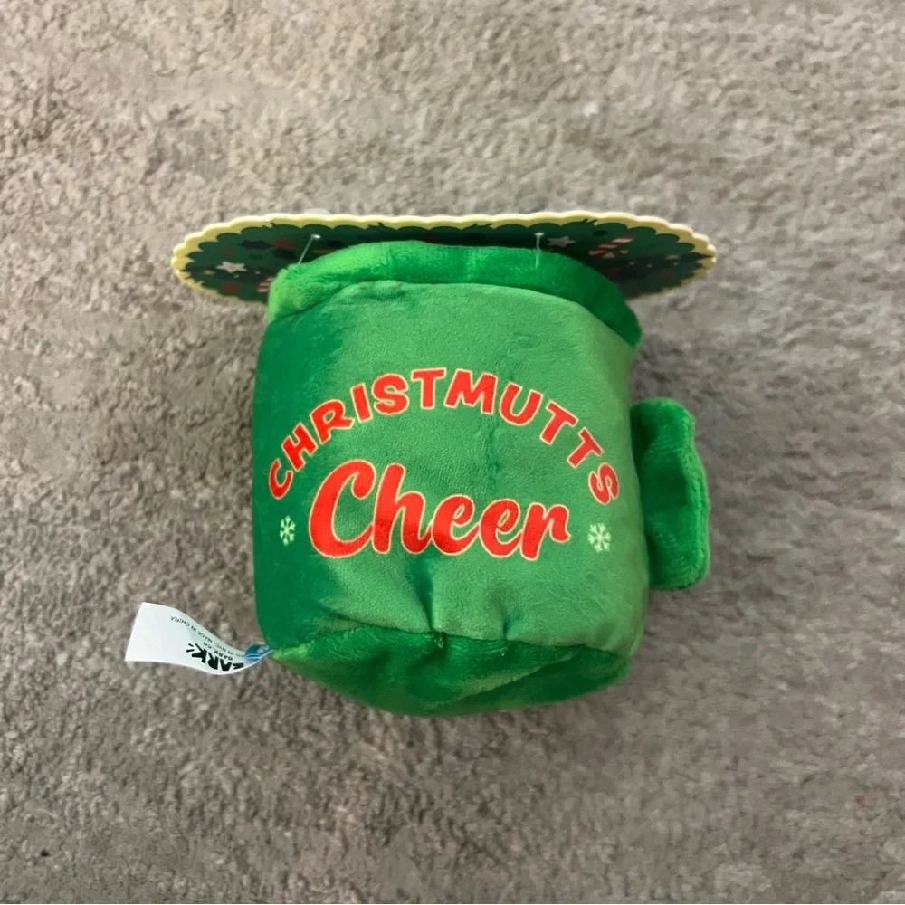 Bark Green Plush Mug Dog Toy with White Marshmallow